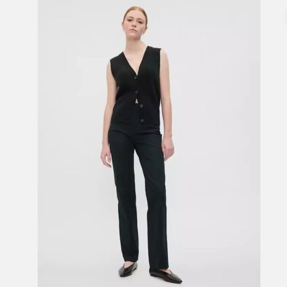GAP Mid Rise Bi-Stretch Baby Boot Dress Pants Black 12 PETITE #522097 RT$70 NEW - Picture 1 of 13